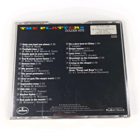 The Platters – Golden Hits CD – PolyGram 1991 – Classic Doo Wop Soul R&B Compila - Picture 2 of 3